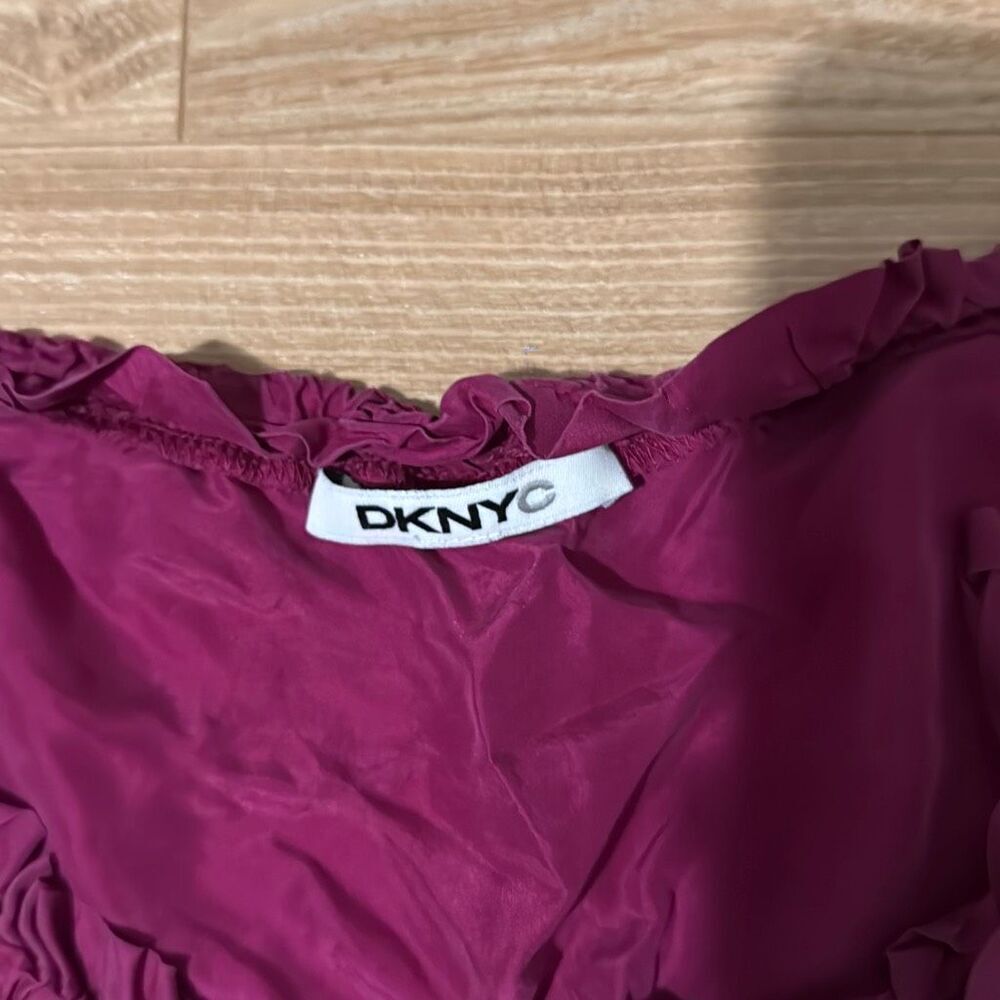 Vintage DKNY 100%‎ Silk Blouse Purple Top Size Medium - Picture 2 of 9